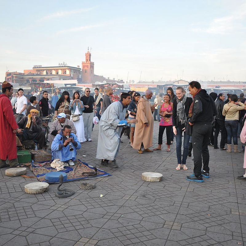 Crowd gathered in the Marrakesh square